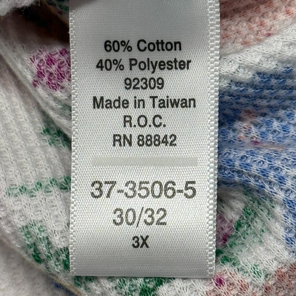 Woman Within Tops‎ Womens 3X-30-32 Green White Red Floral Waffle Knit Lot of 2 - Picture 6 of 10